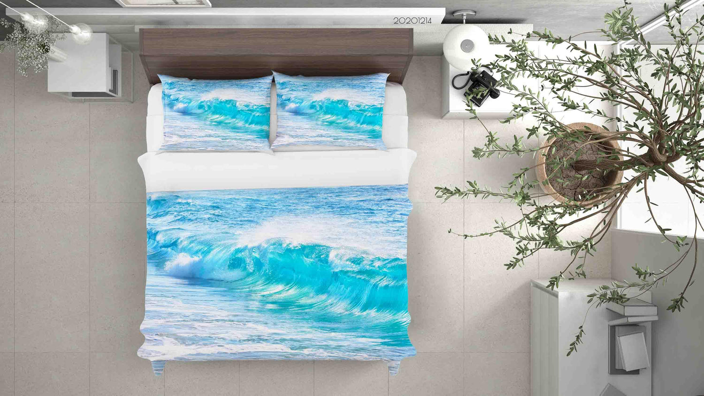 3D Blue Sea Waved Scenery Quilt Cover Set Bedding Set Duvet Cover Pillowcases LXL