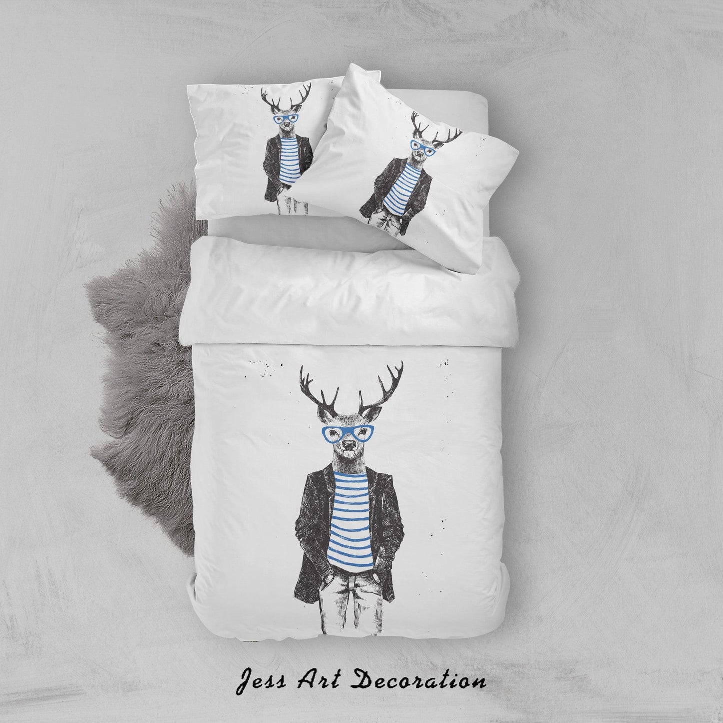 3D Cartoon Animal Deer Quilt Cover Set Bedding Set Duvet Cover Pillowcases A024 LQH