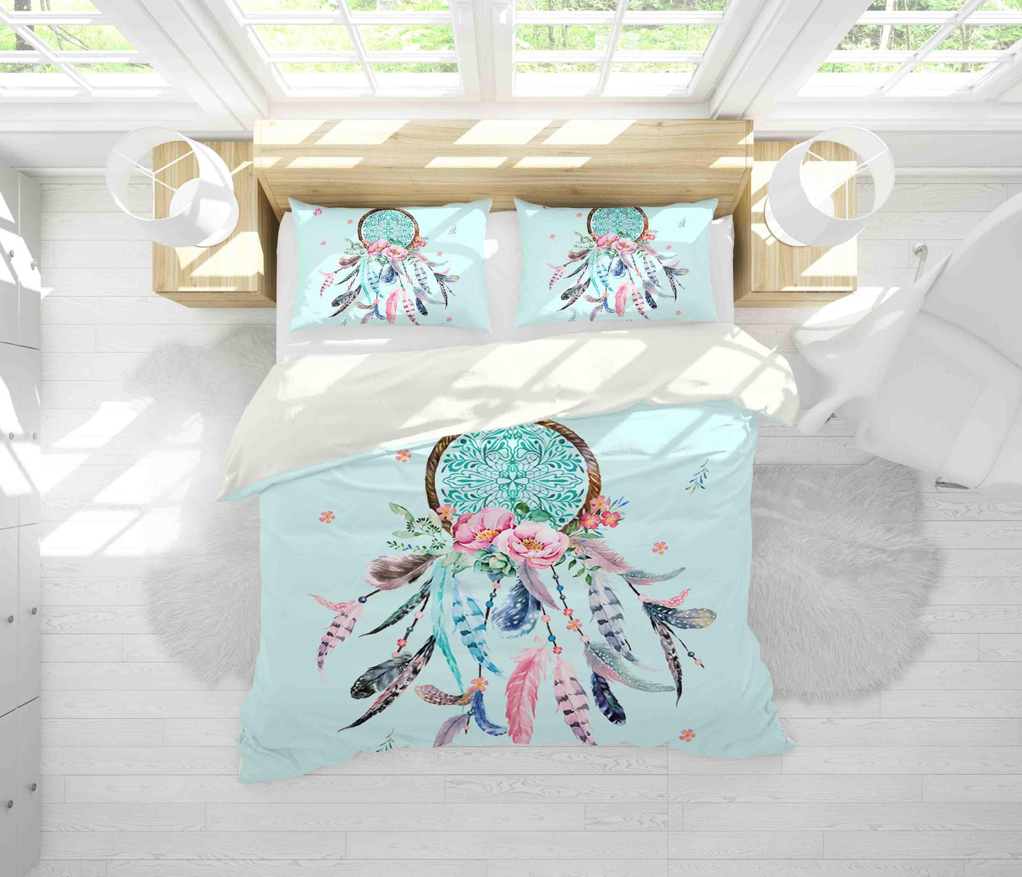 3D Blue Dream Catcher Quilt Cover Set Bedding Set Duvet Cover Pillowcases JN 1185