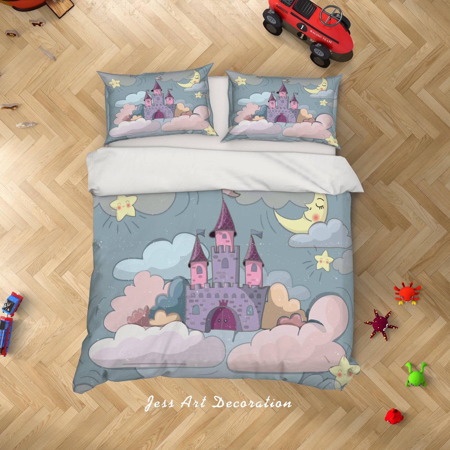 3D Cartoon Castle Cloud Moon Quilt Cover Set Bedding Set Duvet Cover Pillowcases A006 LQH