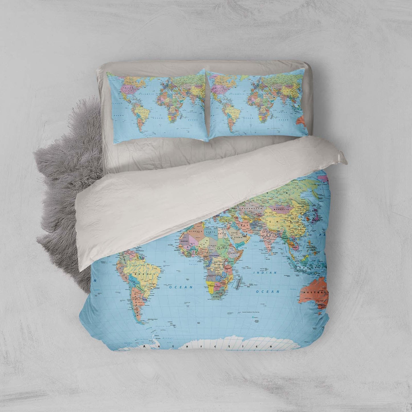 3D Blue World Map Quilt Cover Set Bedding Set Pillowcases 77