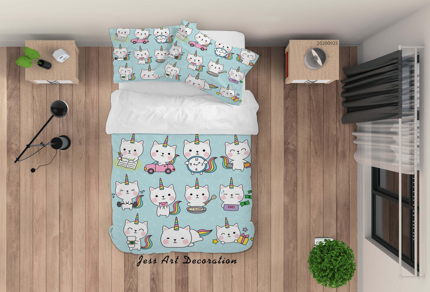 3D Cartoon Animal Cat Pattern Quilt Cover Set Bedding Set Duvet Cover Pillowcases WJ 6481