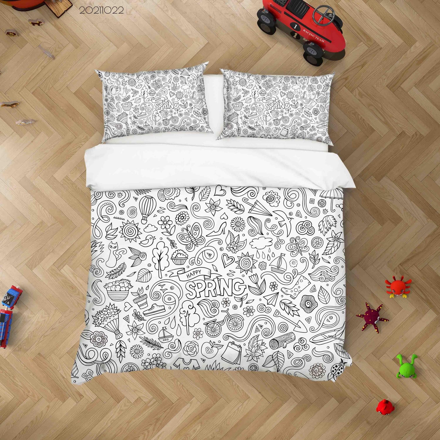 3D Cartoon Illustration Doodle Quilt Cover Set Bedding Set Duvet Cover Pillowcases 4