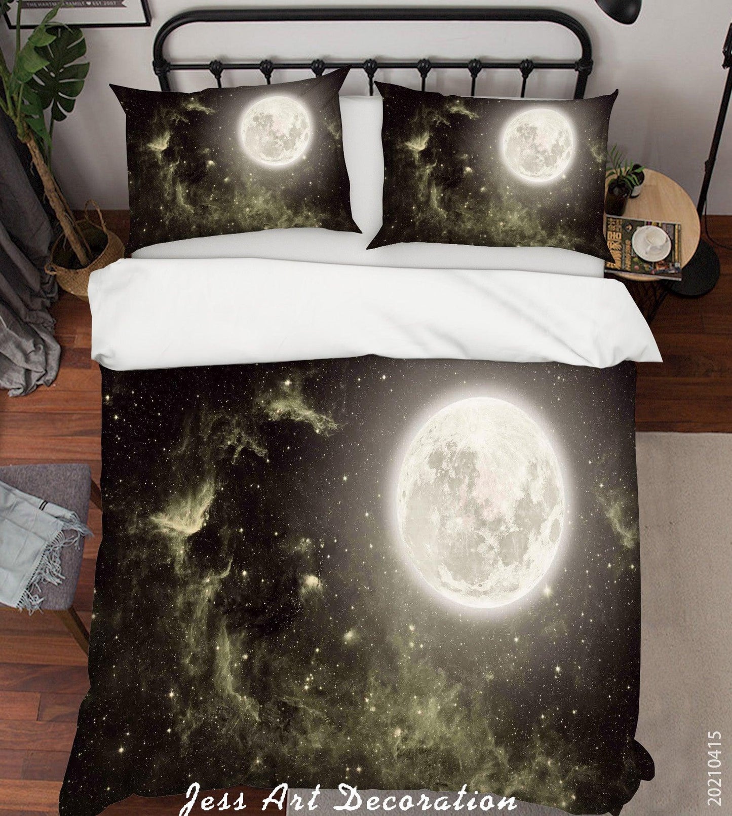 3D Abstract Space Planet Moon Quilt Cover Set Bedding Set Duvet Cover Pillowcases 75