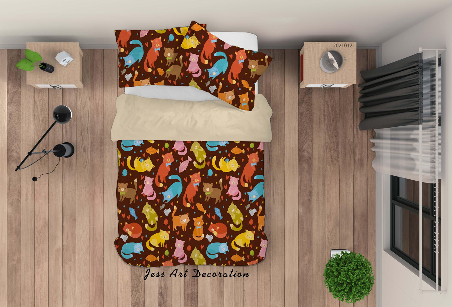 3D Cartoon Animal Cat Quilt Cover Set Bedding Set Duvet Cover Pillowcases 113