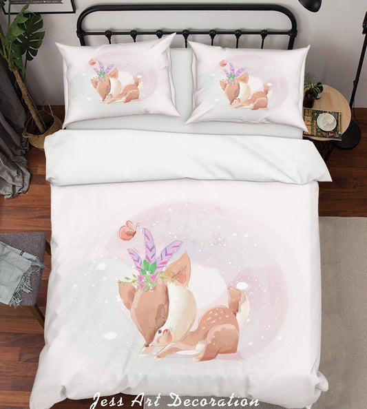 3D Cartoon Deer Quilt Cover Set Bedding Set Duvet Cover Pillowcases SF73