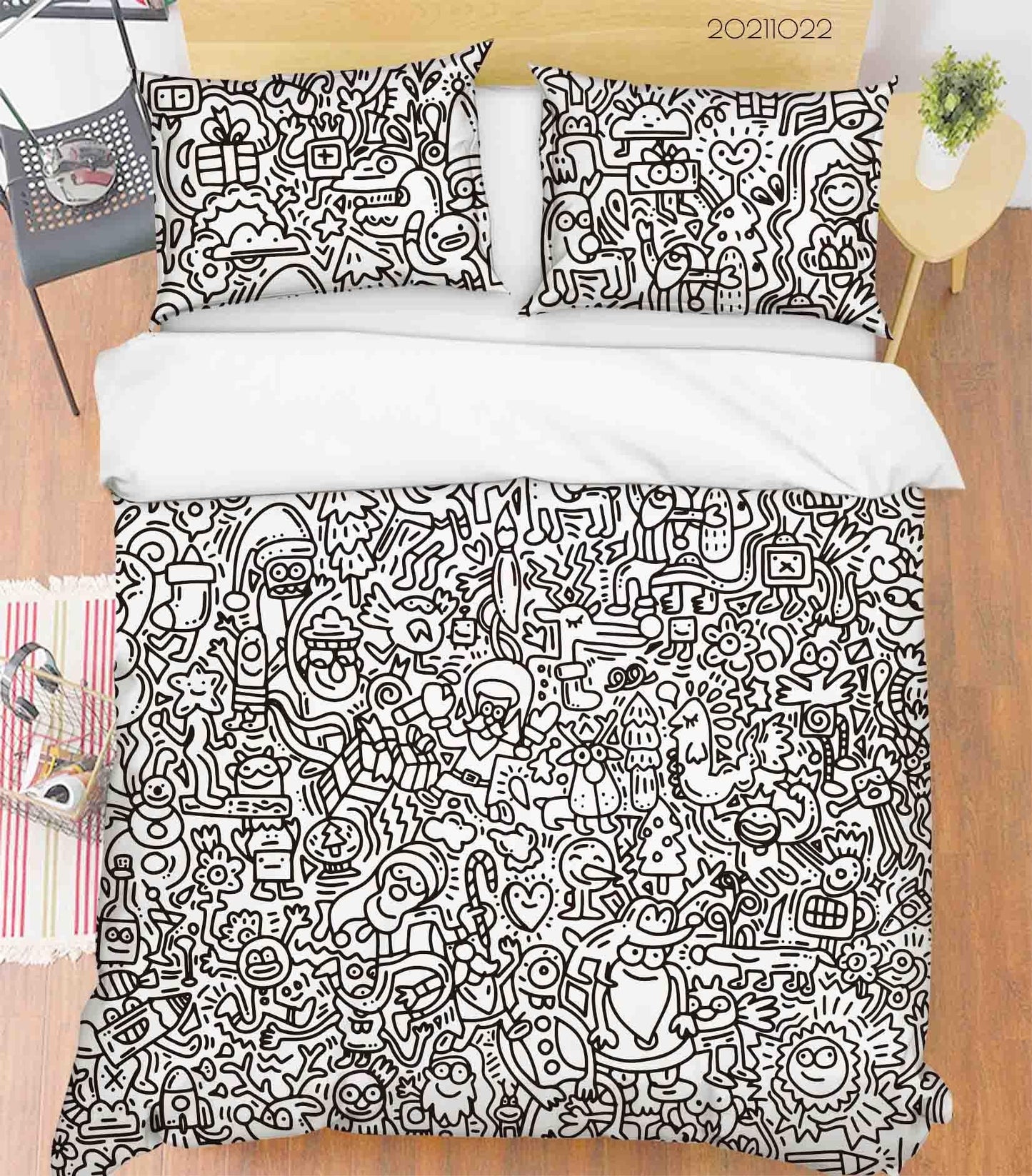 3D Abstract Monster Graffiti Quilt Cover Set Bedding Set Duvet Cover Pillowcases 13