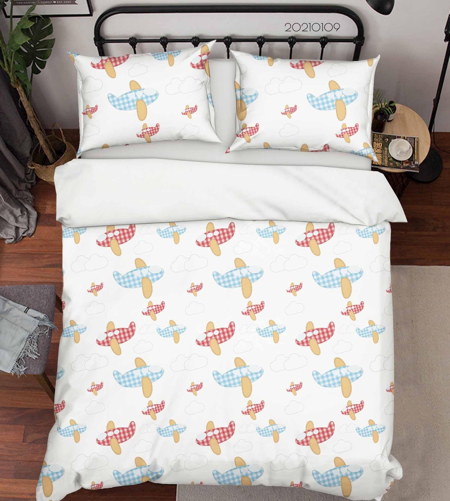 3D Cartoon Airplane Pattern Quilt Cover Set Bedding Set Duvet Cover Pillowcases 79 LQH