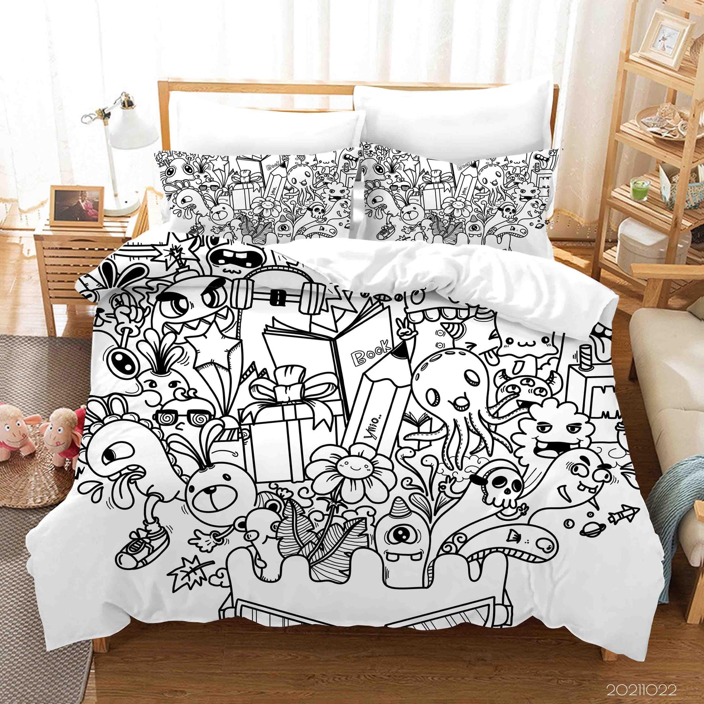 3D Abstract Monster Artistic Graffiti Quilt Cover Set Bedding Set Duvet Cover Pillowcases 51