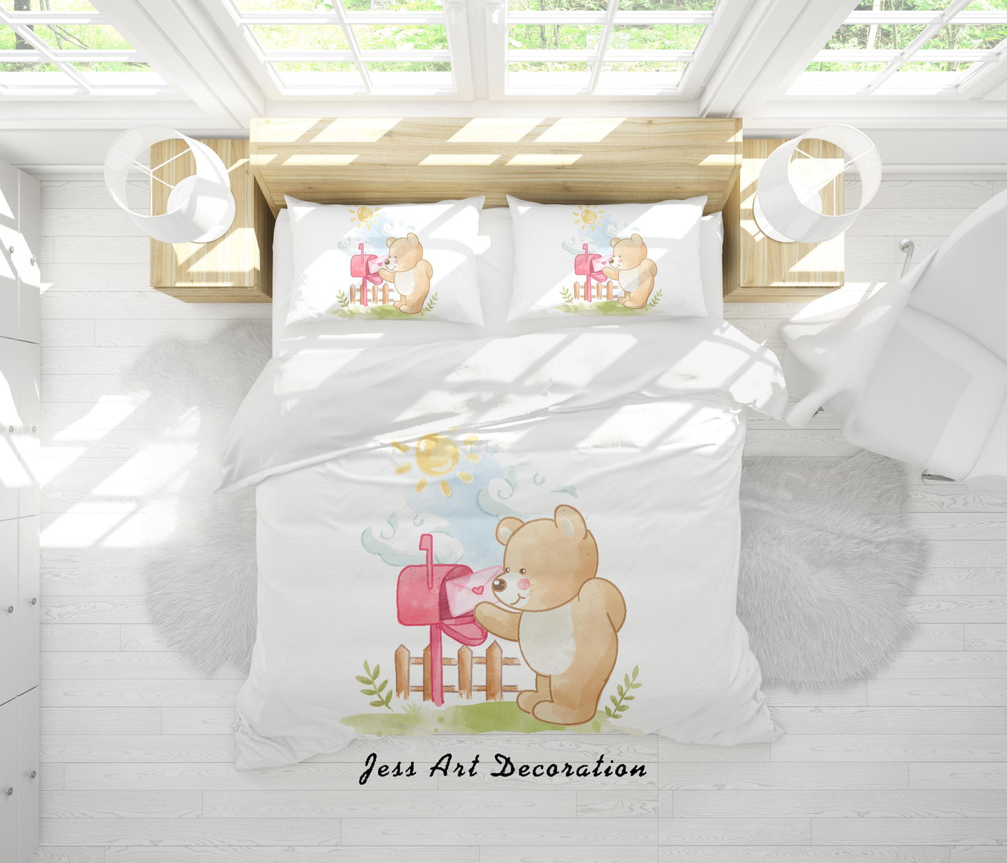 3D Bear Mailbox Quilt Cover Set Bedding Set Duvet Cover Pillowcases SF151
