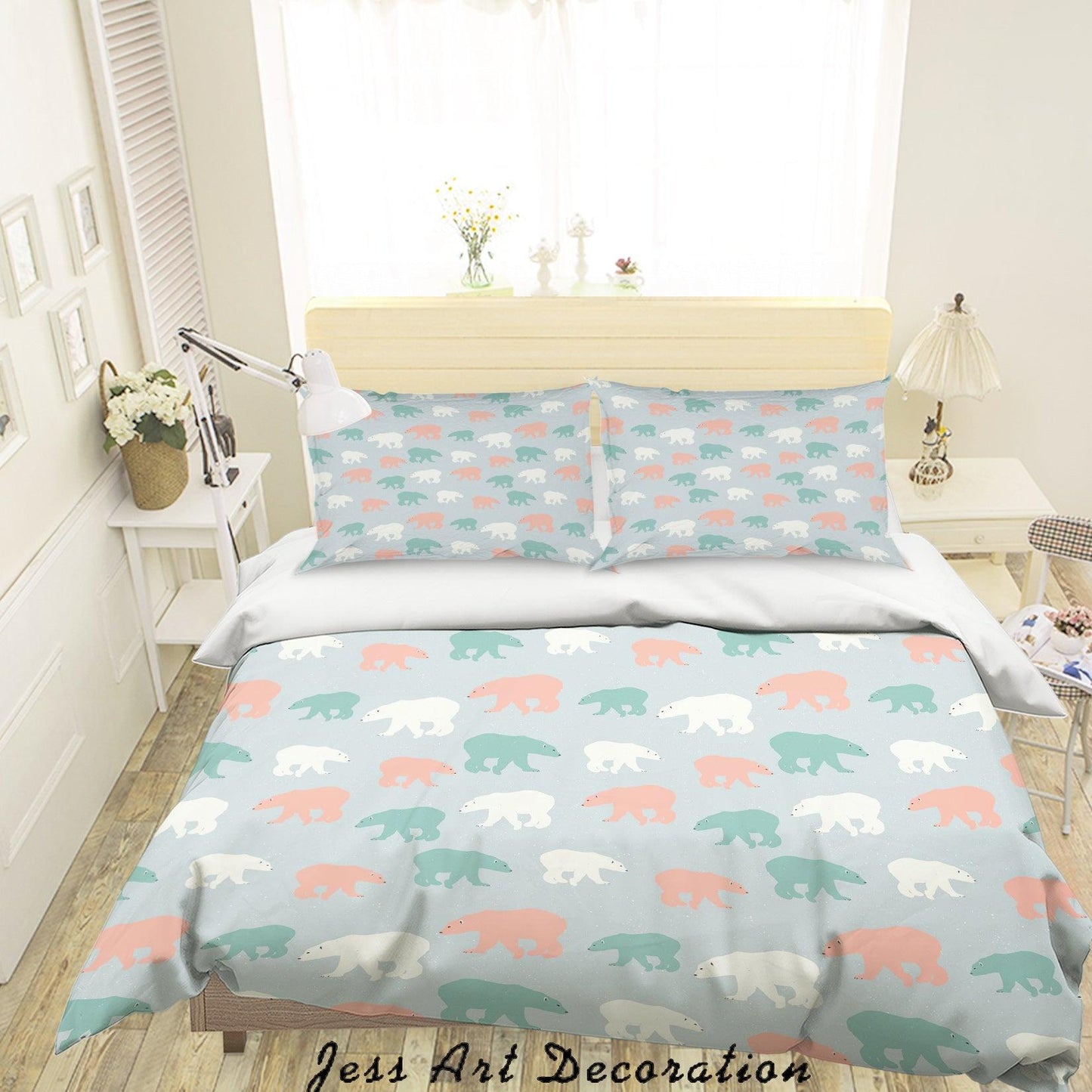 3D Cartoon Polar Bear Quilt Cover Set Bedding Set Duvet Cover Pillowcases SF06