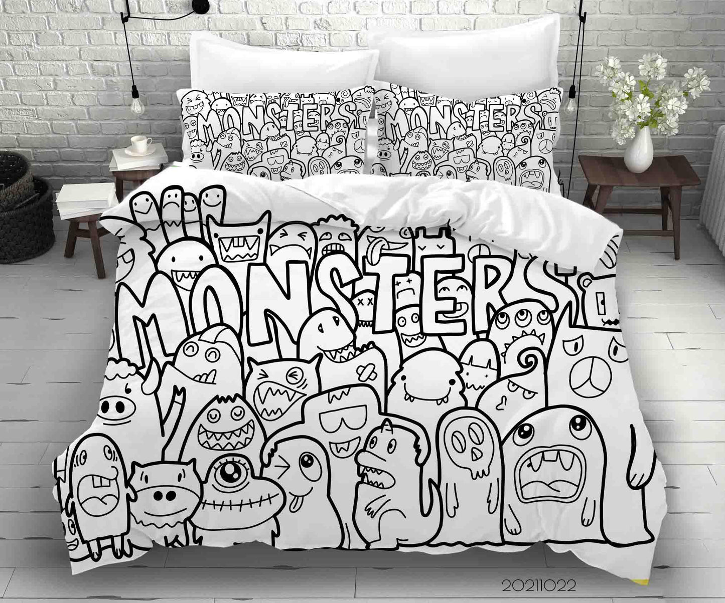 3D Abstract Ghost Doodle Quilt Cover Set Bedding Set Duvet Cover Pillowcases 68