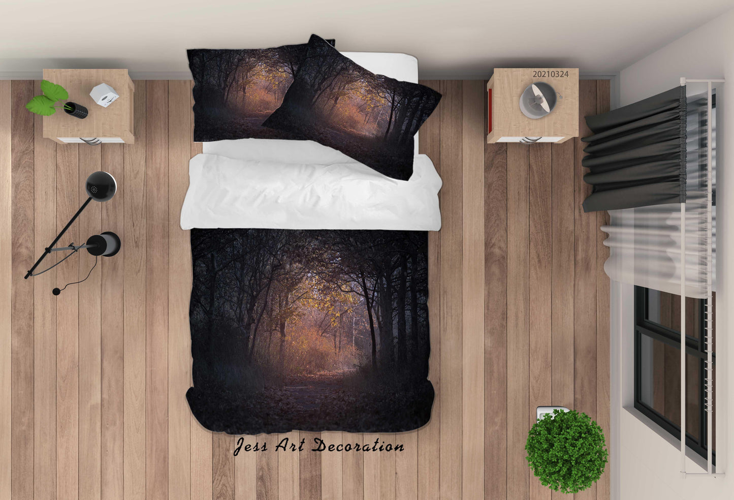 3D Autumn Forest Nature Landscape Quilt Cover Set Bedding Set Duvet Cover Pillowcases 96 LQH