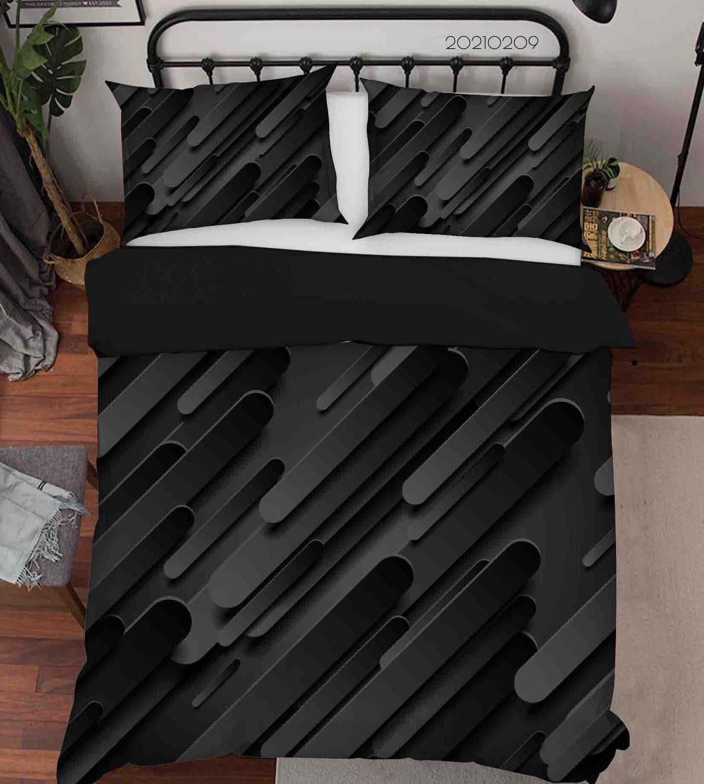 3D Abstract Black Geometry Quilt Cover Set Bedding Set Duvet Cover Pillowcases 24