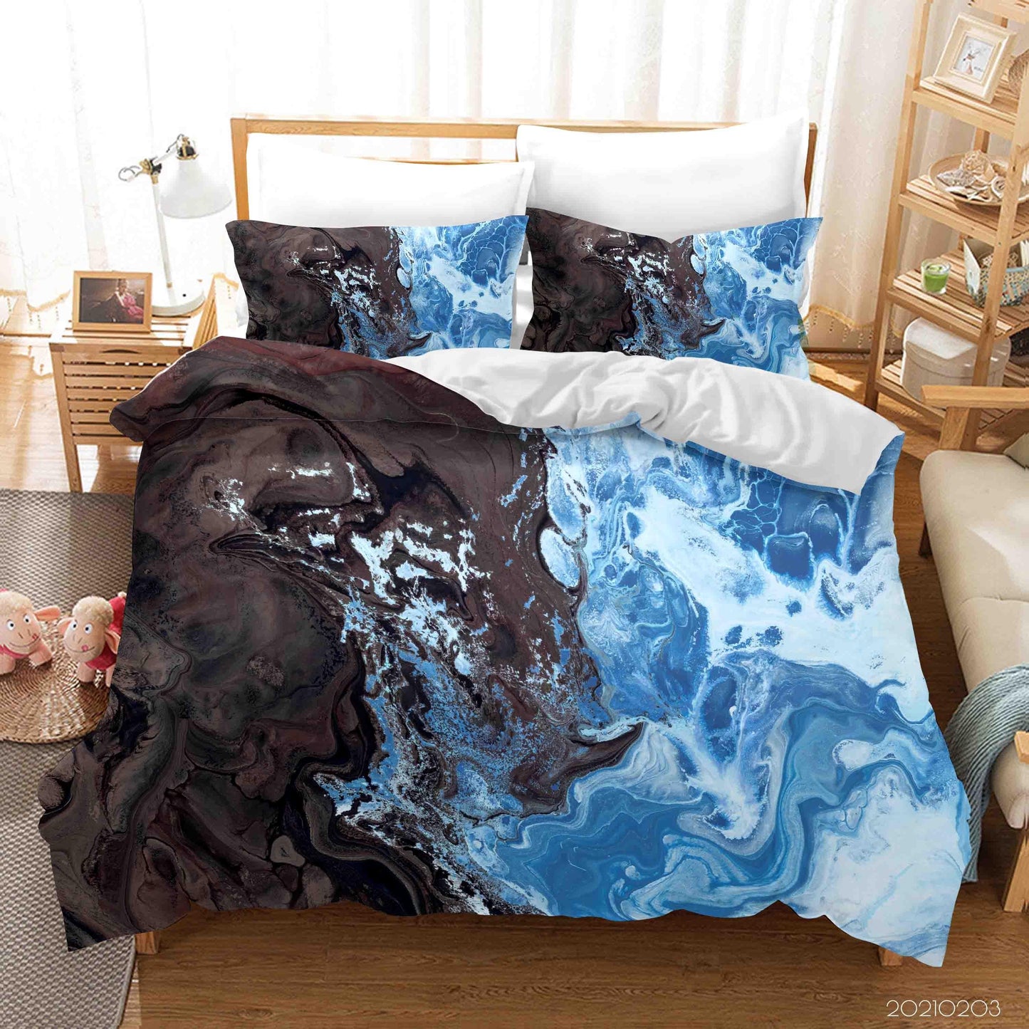 3D Abstract Blue Black Marble Texture Quilt Cover Set Bedding Set Duvet Cover Pillowcases 99