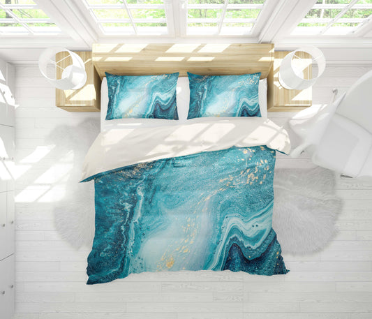 3D Blue Watercolor Quilt Cover Set Bedding Set Pillowcases 125