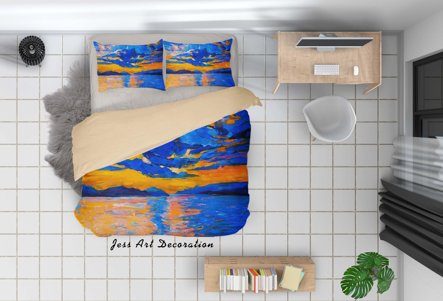 3D  Sky Sea Blue Oil Painting Quilt Cover Set Bedding Set Duvet Cover Pillowcases 074 LQH