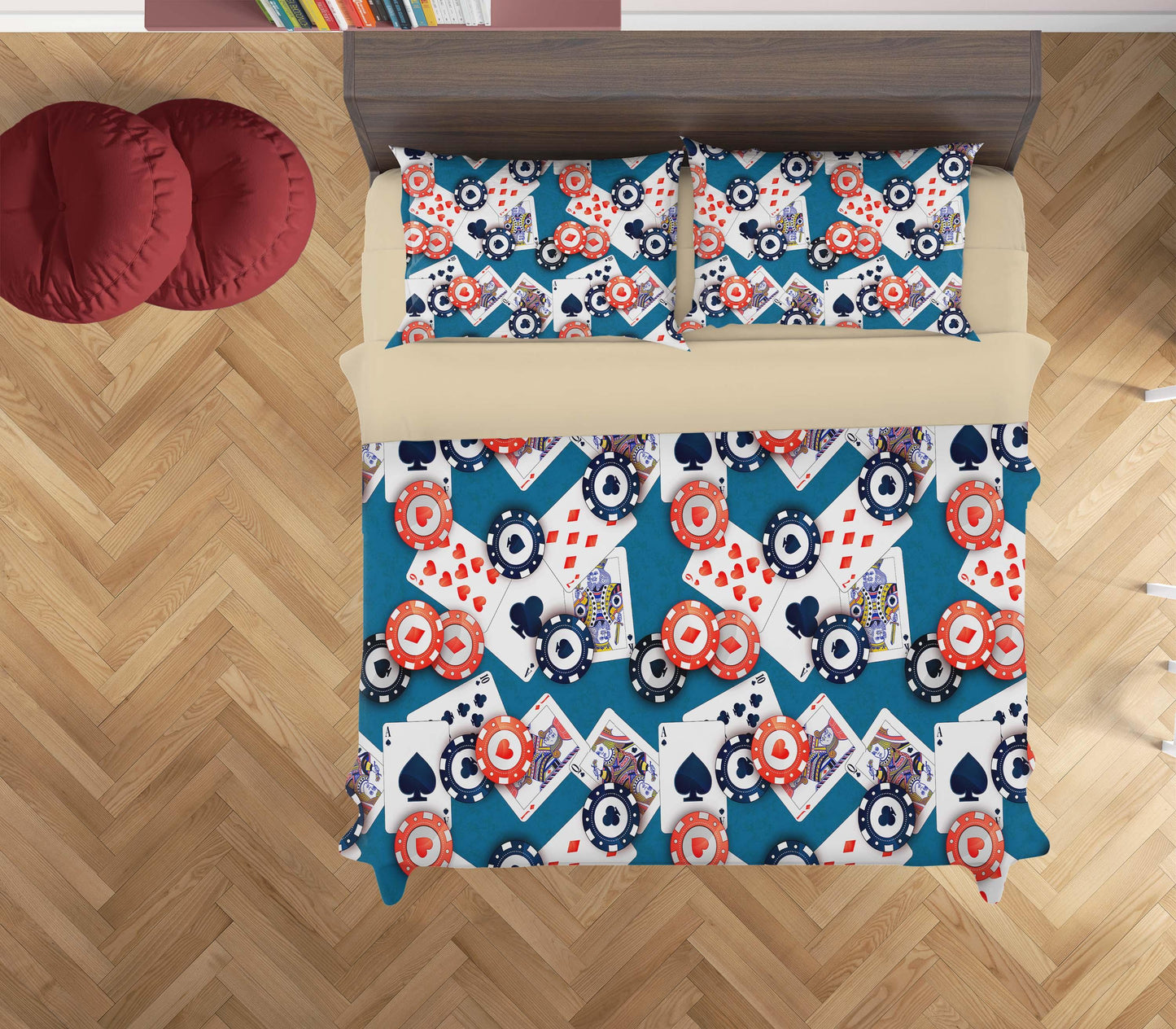 3D Blue Playing Cards Gambling Quilt Cover Set Bedding Set Duvet Cover Pillowcases SF29
