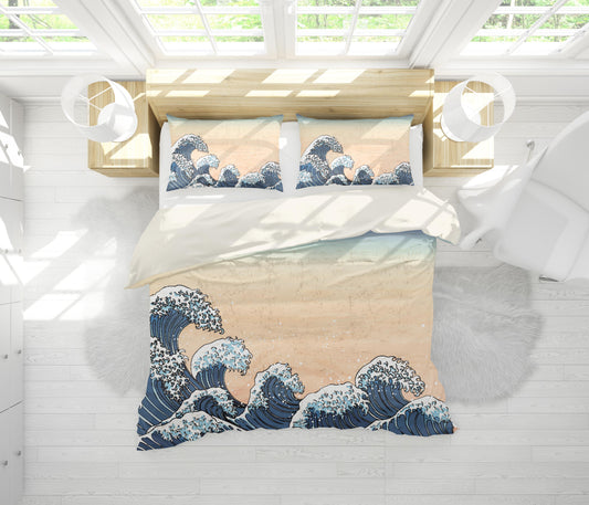 3D Abstract Blue Sea Waves Quilt Cover Set Bedding Set Pillowcases 174