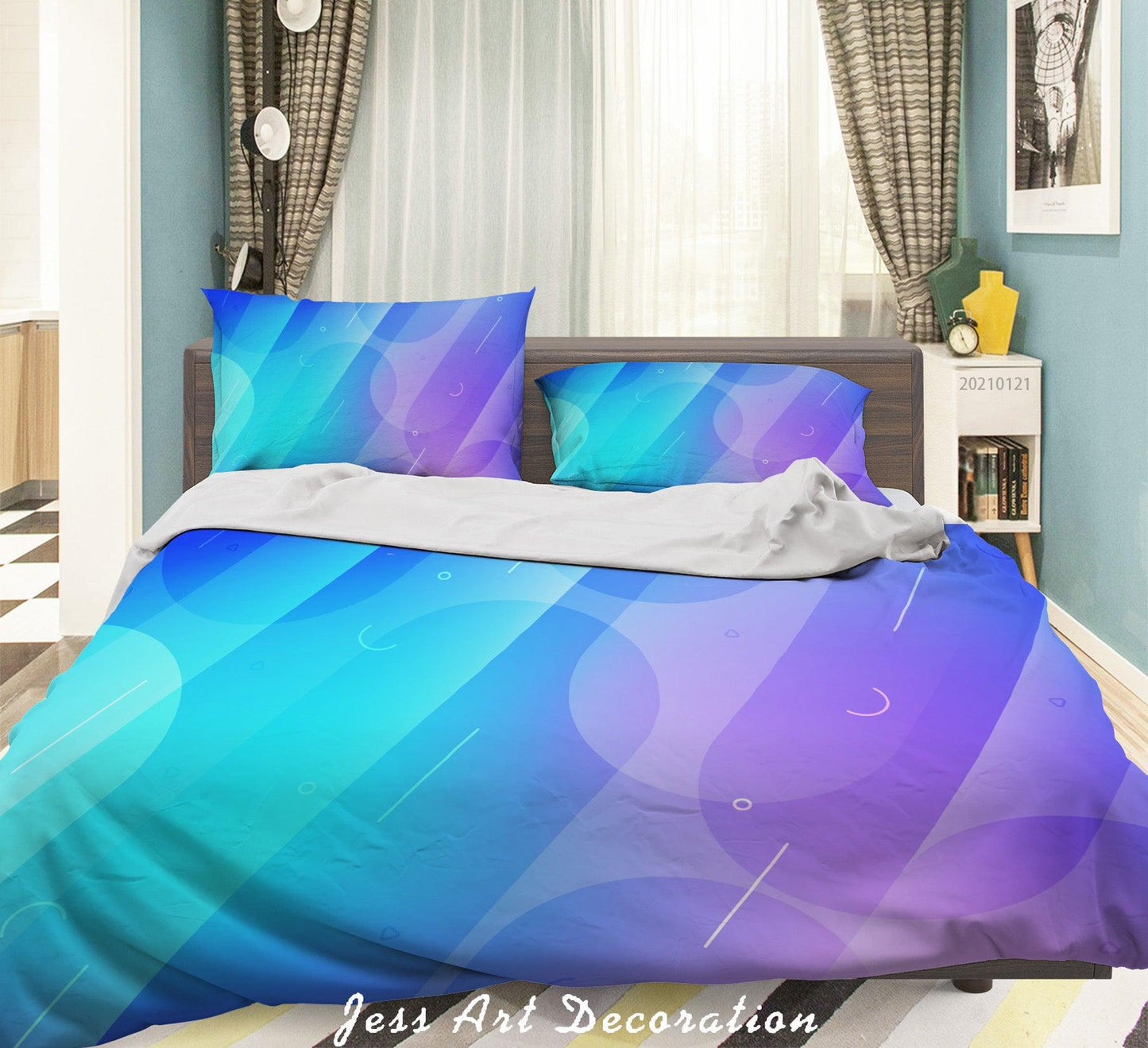 3D Abstract Purple Geometric Pattern Quilt Cover Set Bedding Set Duvet Cover Pillowcases 66