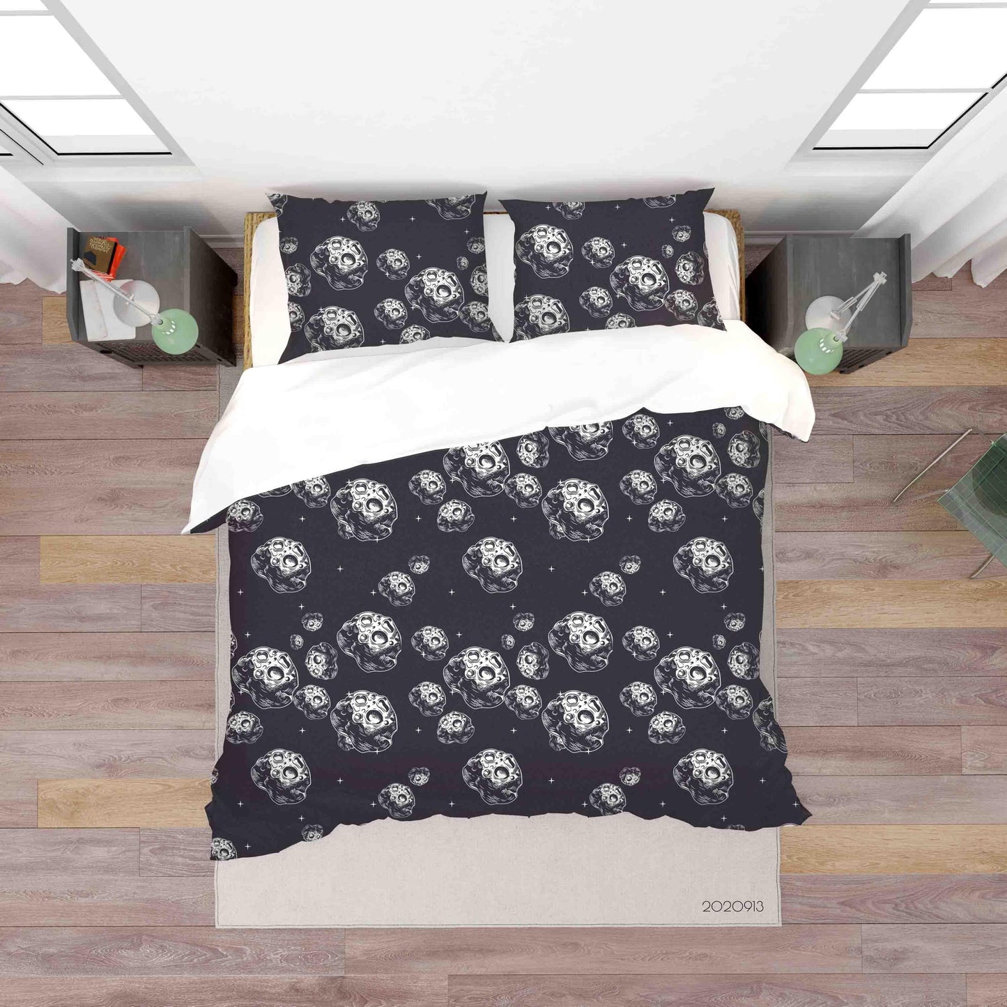 3D Asteroids Flying Space Pattern Quilt Cover Set Bedding Set Duvet Cover Pillowcases WJ 1852