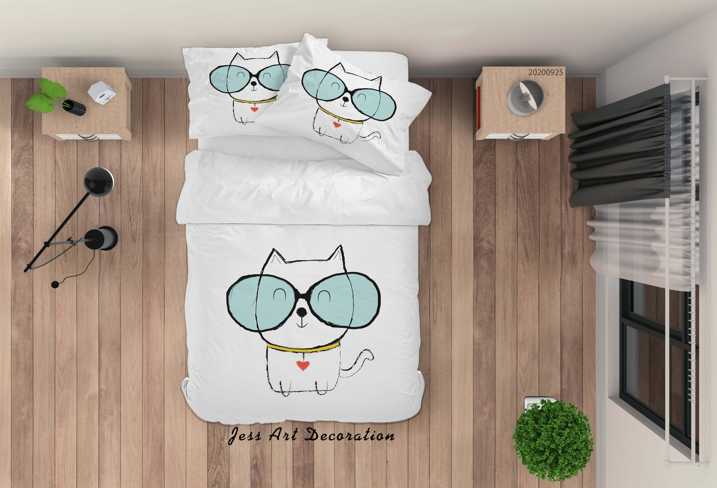 3D Cartoon Animal Cat Pattern Quilt Cover Set Bedding Set Duvet Cover Pillowcases WJ 6495