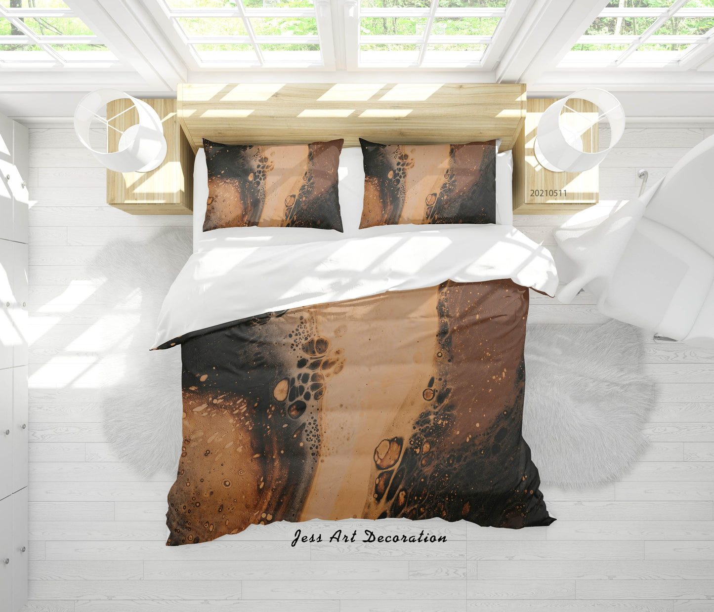 3D Abstract Brown Marble Texture Quilt Cover Set Bedding Set Duvet Cover Pillowcases 604