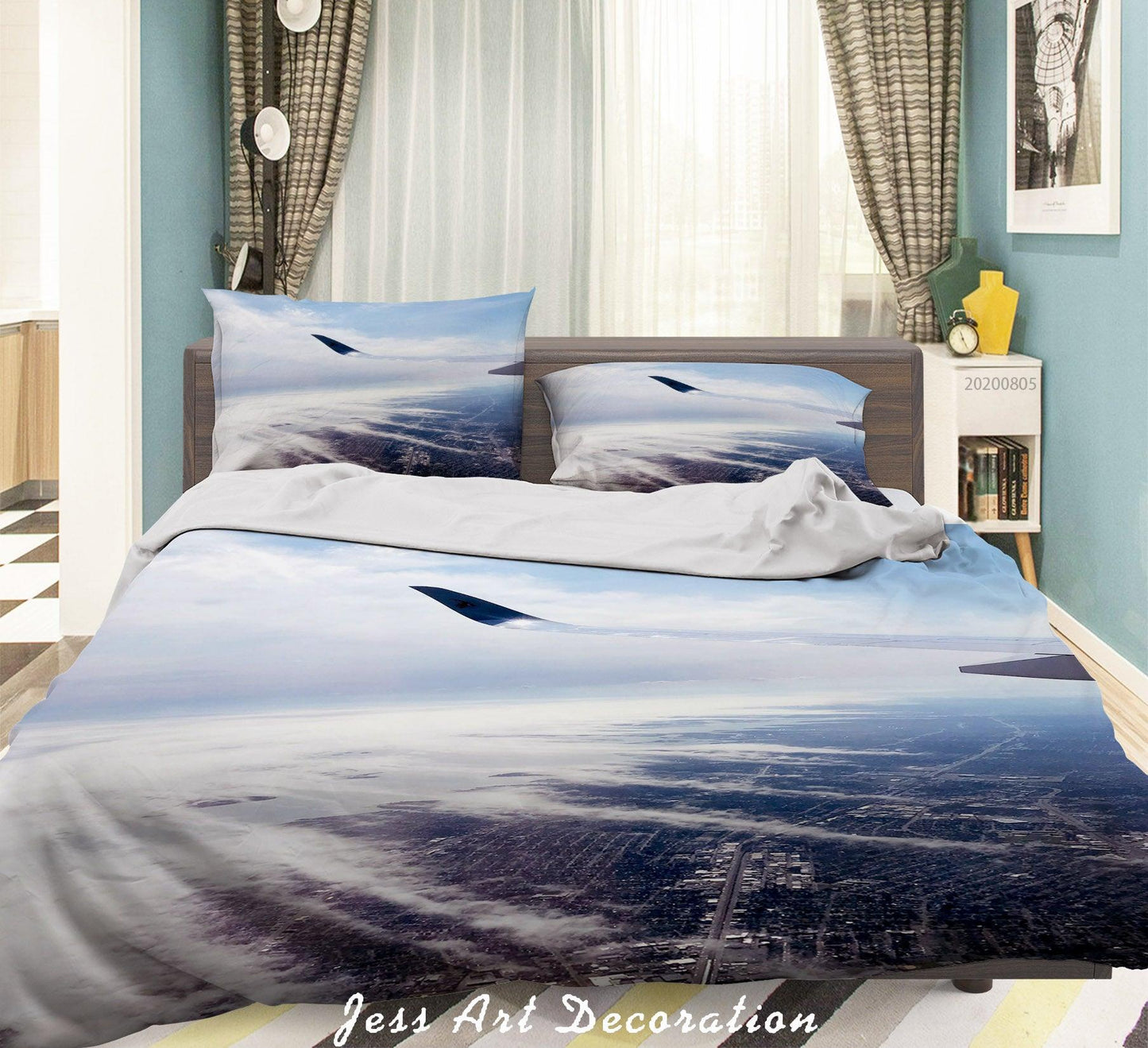 3D Airplane Wing Sky Overview Quilt Cover Set Bedding Set Duvet Cover Pillowcases LXL 44