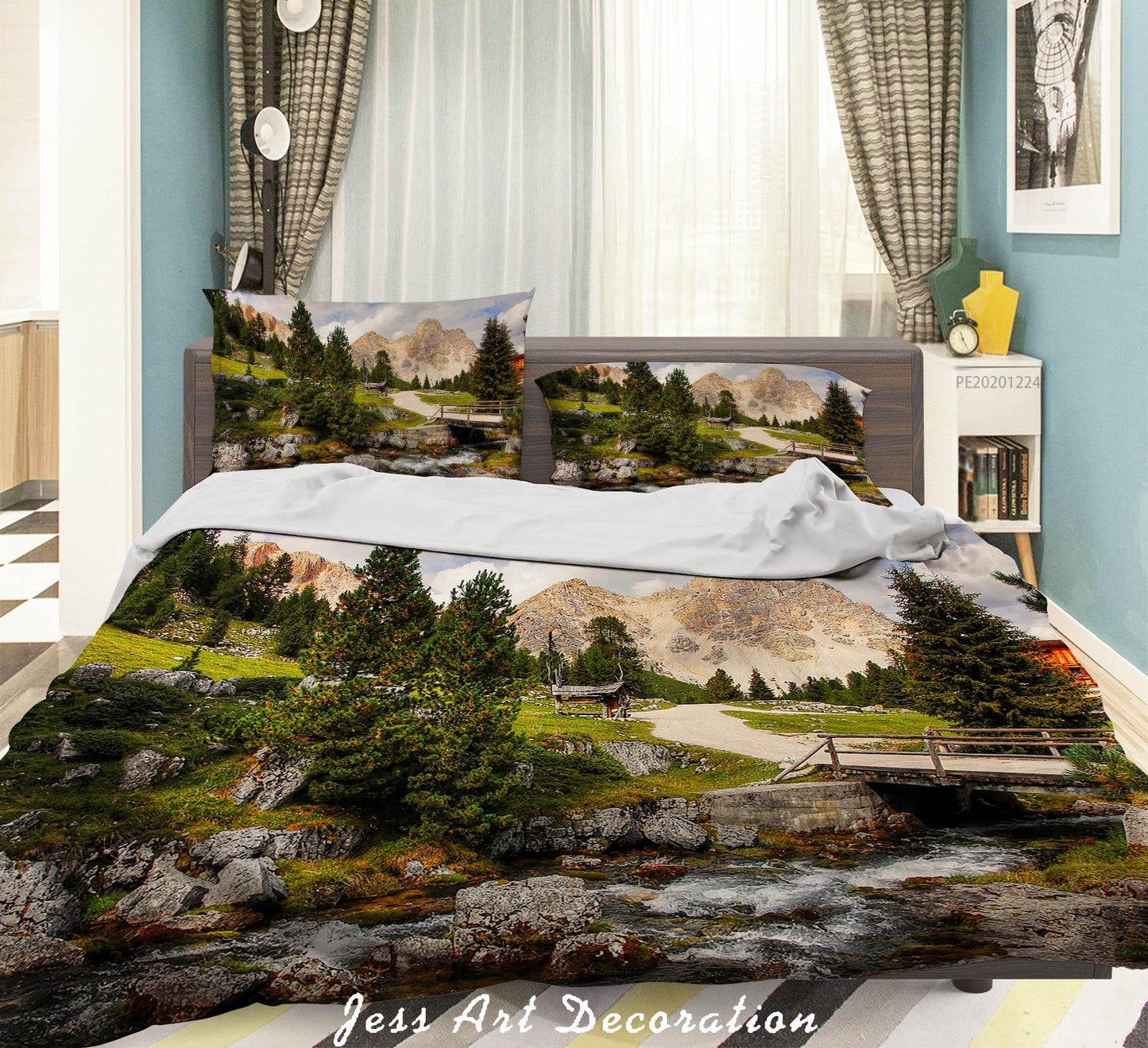 3D Bridge Green Forest River Quilt Cover Set Bedding Set Duvet Cover Pillowcases 154 LQH