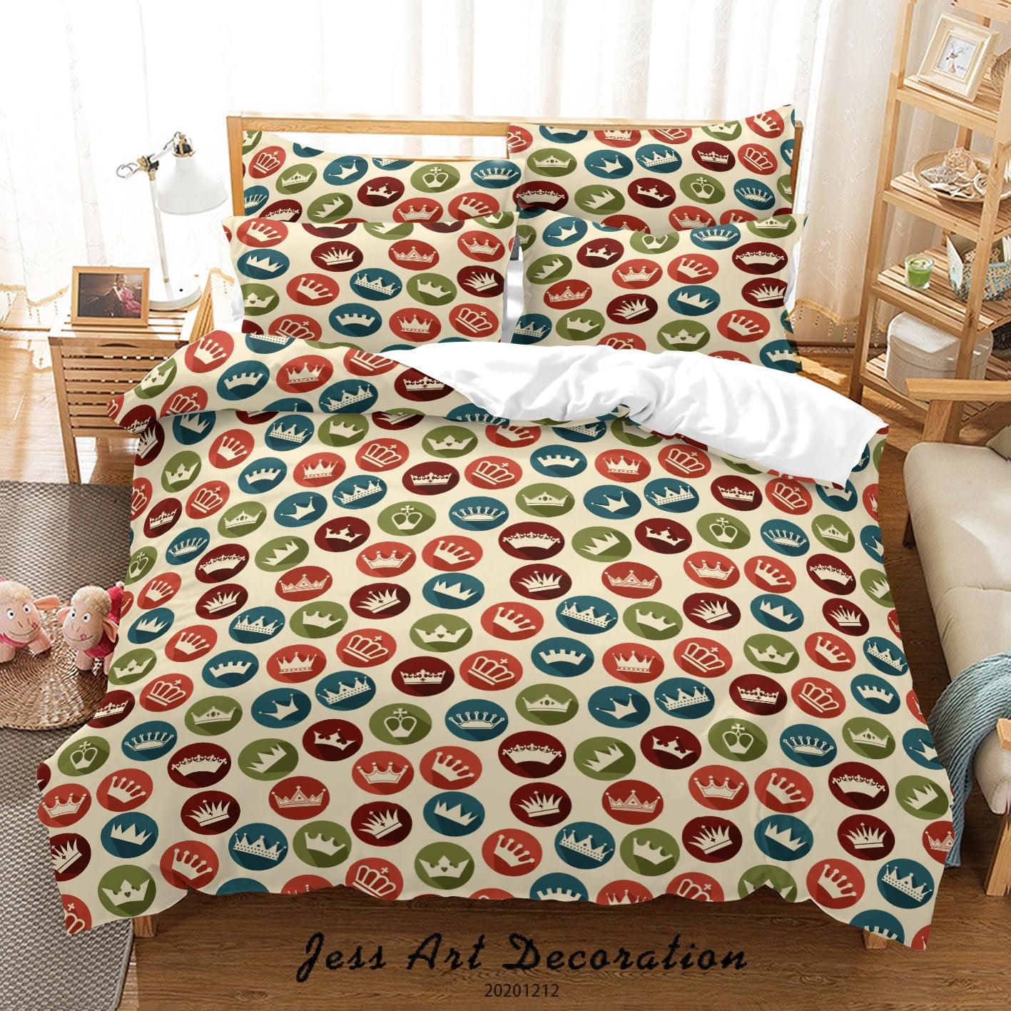 3D Cartoon Colorful Crown Pattern Quilt Cover Set Bedding Set Duvet Cover Pillowcases LXL