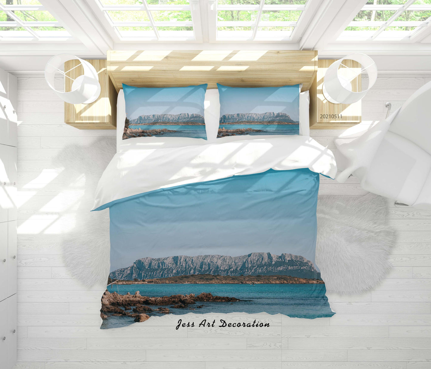 3D Blue Sky Sea Mountains Quilt Cover Set Bedding Set Duvet Cover Pillowcases 595