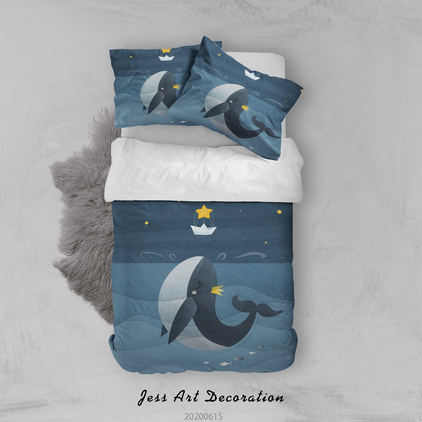 3D Blue Whale Quilt Cover Set Bedding Set Duvet Cover Pillowcases SF46