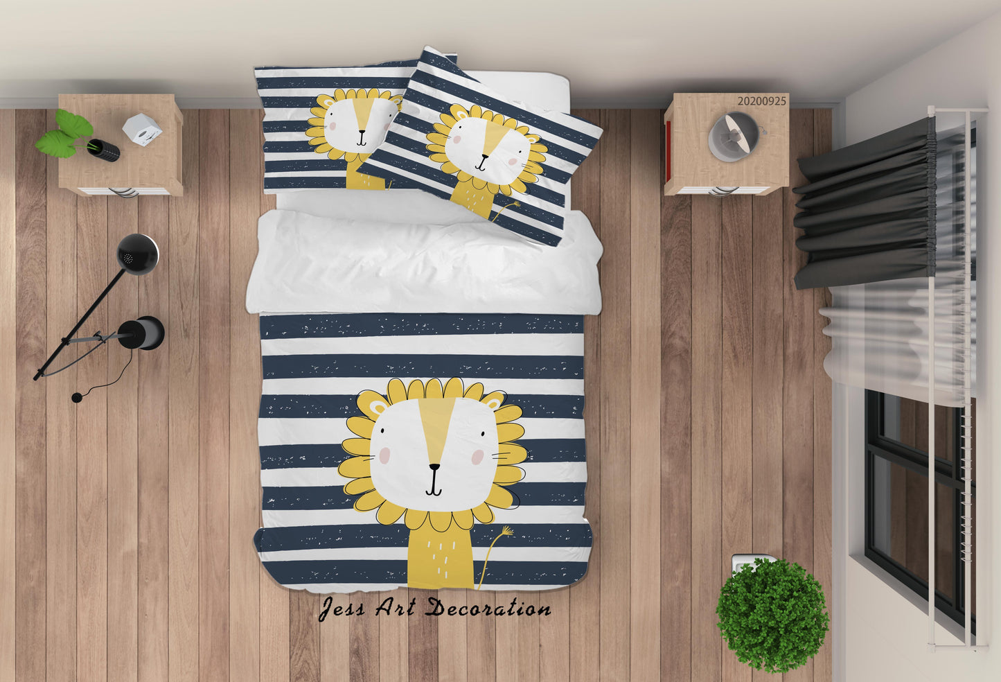 3D Cartoon Animal Lion Pattern Quilt Cover Set Bedding Set Duvet Cover Pillowcases WJ 6489