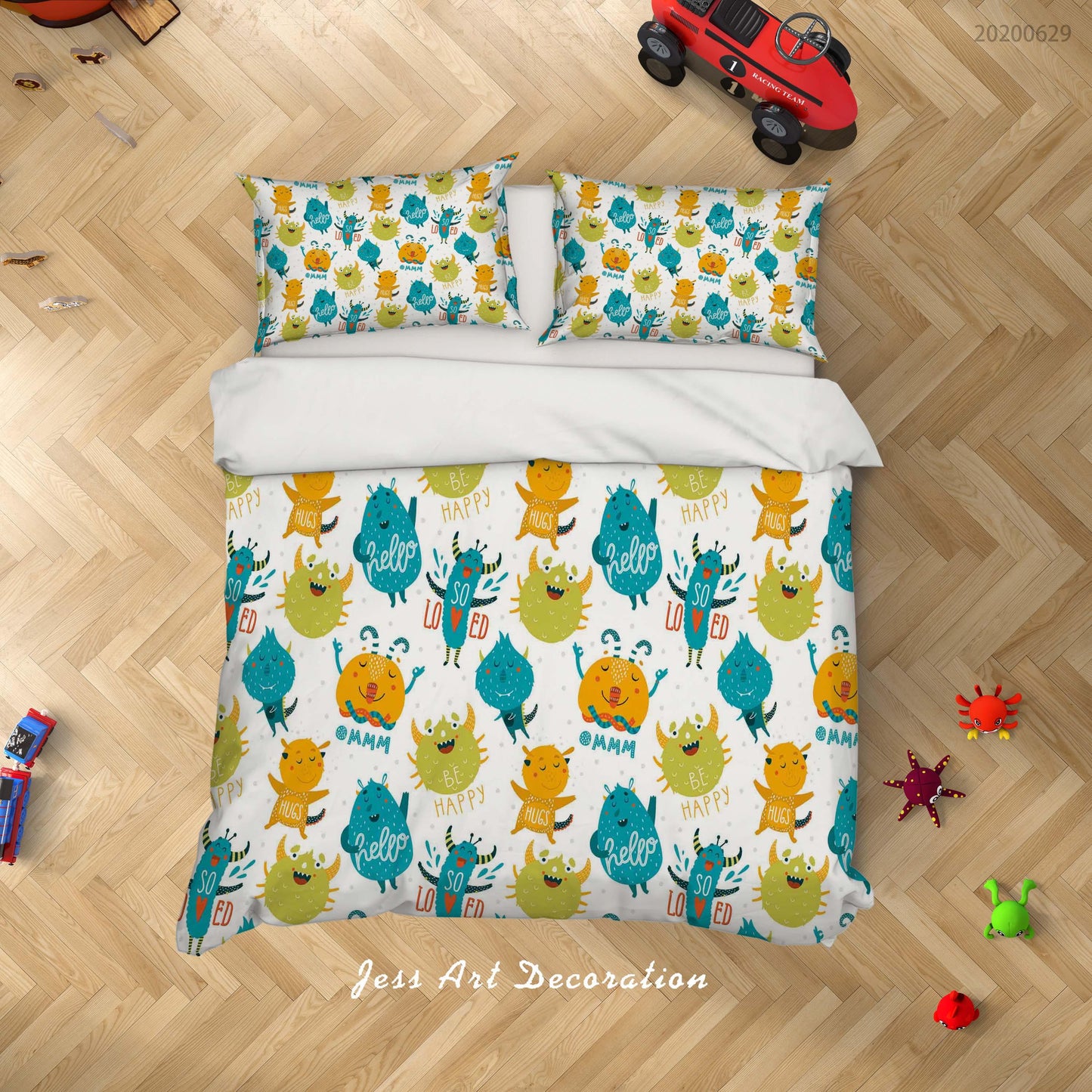3D Cartoon Monster Quilt Cover Set Bedding Set Duvet Cover Pillowcases SF30