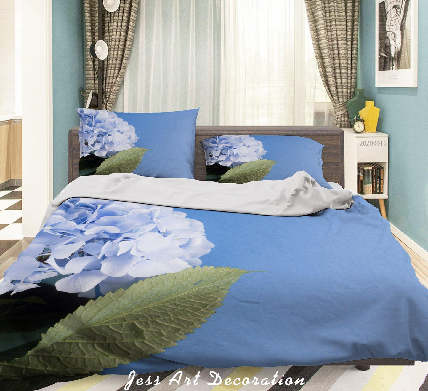 3D Blue Hydrangea Quilt Cover Set Bedding Set Duvet Cover Pillowcases SF02