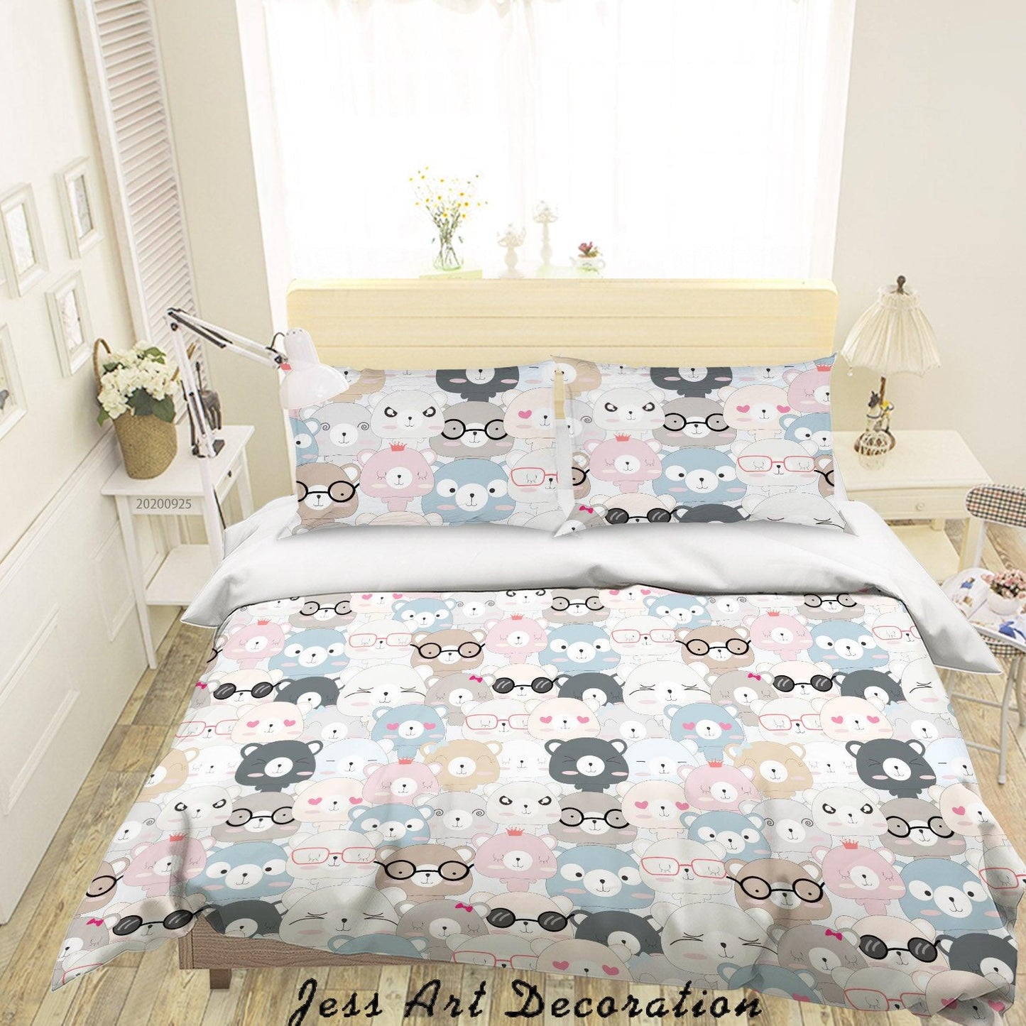 3D Cartoon Animal Bear Pattern Quilt Cover Set Bedding Set Duvet Cover Pillowcases WJ 6408