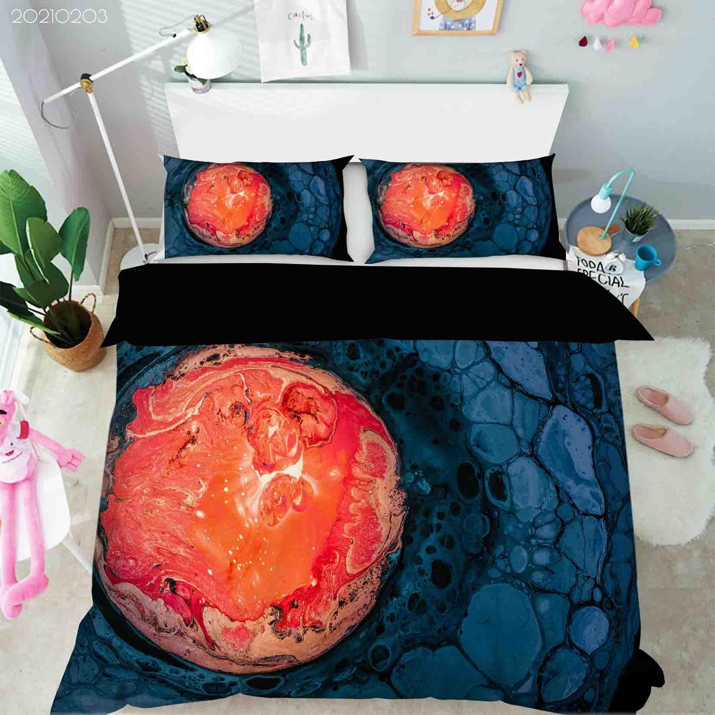 3D Abstract Orange Marble Texture Quilt Cover Set Bedding Set Duvet Cover Pillowcases 21