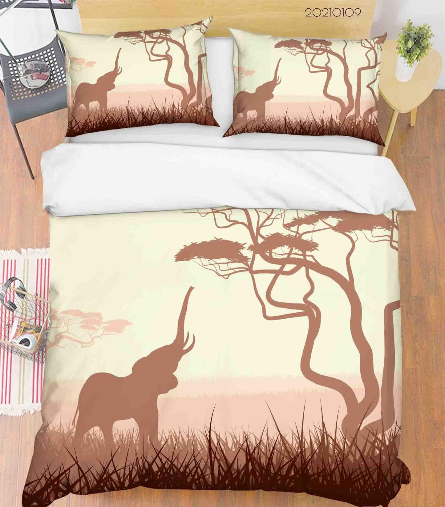 3D Cartoon Green Forest Animal Elephant Quilt Cover Set Bedding Set Duvet Cover Pillowcases 55 LQH