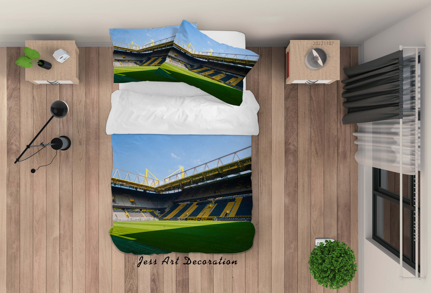 3D Borussia Dortmund Spectator Seats Sky Quilt Cover Set Bedding Set Duvet Cover Pillowcase 733