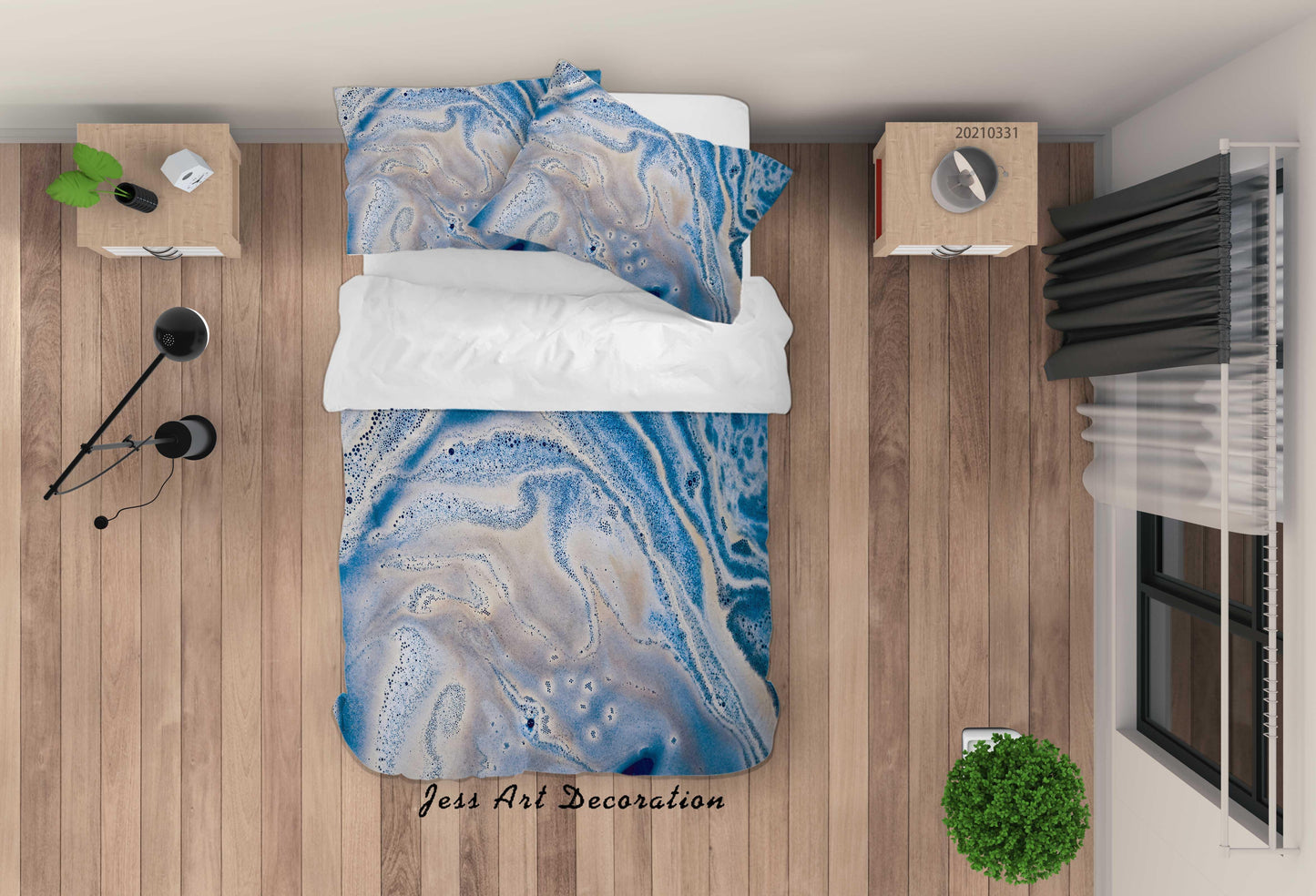 3D Abstract Blue Marble Texture Quilt Cover Set Bedding Set Duvet Cover Pillowcases 308