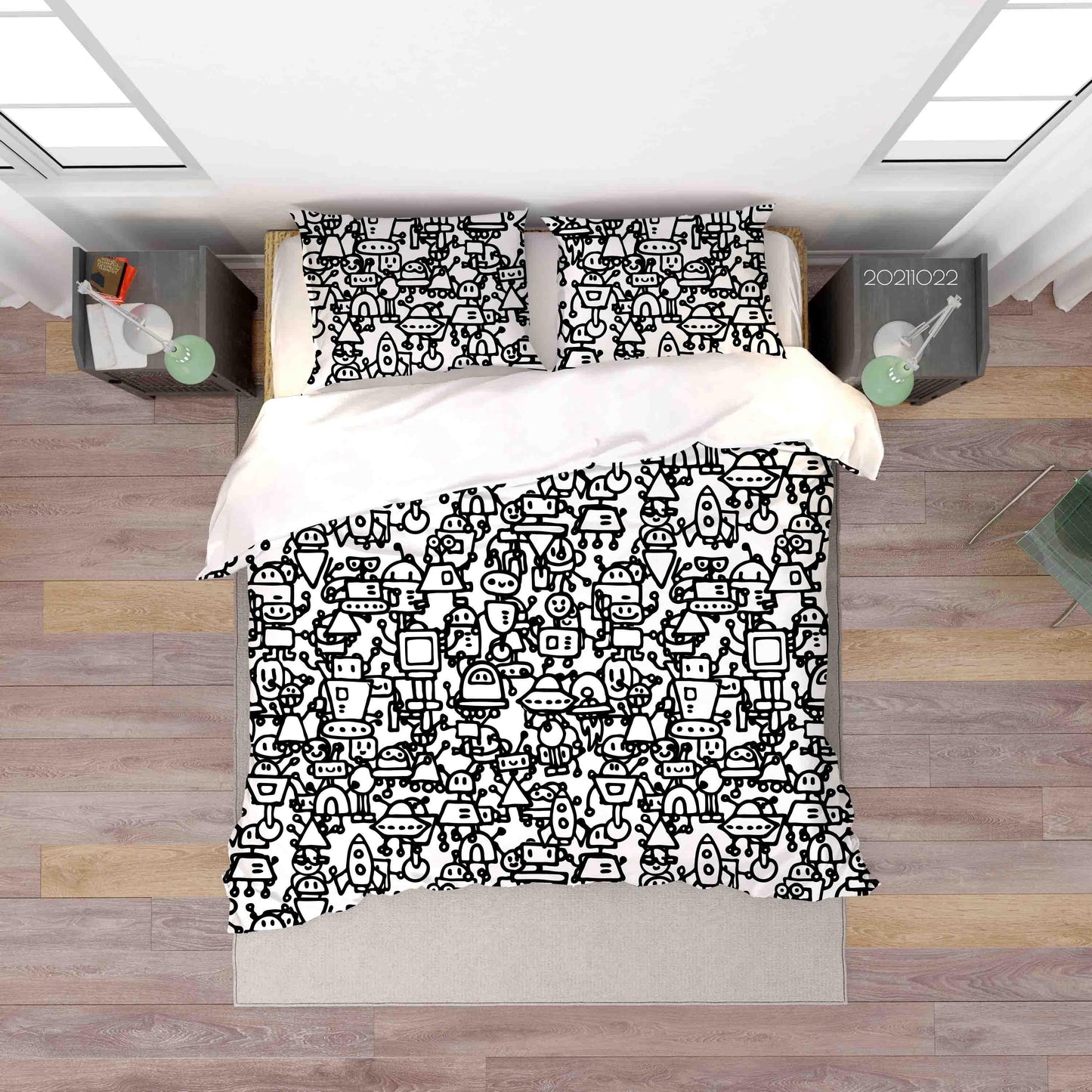 3D Abstract Robot Art Graffiti Quilt Cover Set Bedding Set Duvet Cover Pillowcases 43