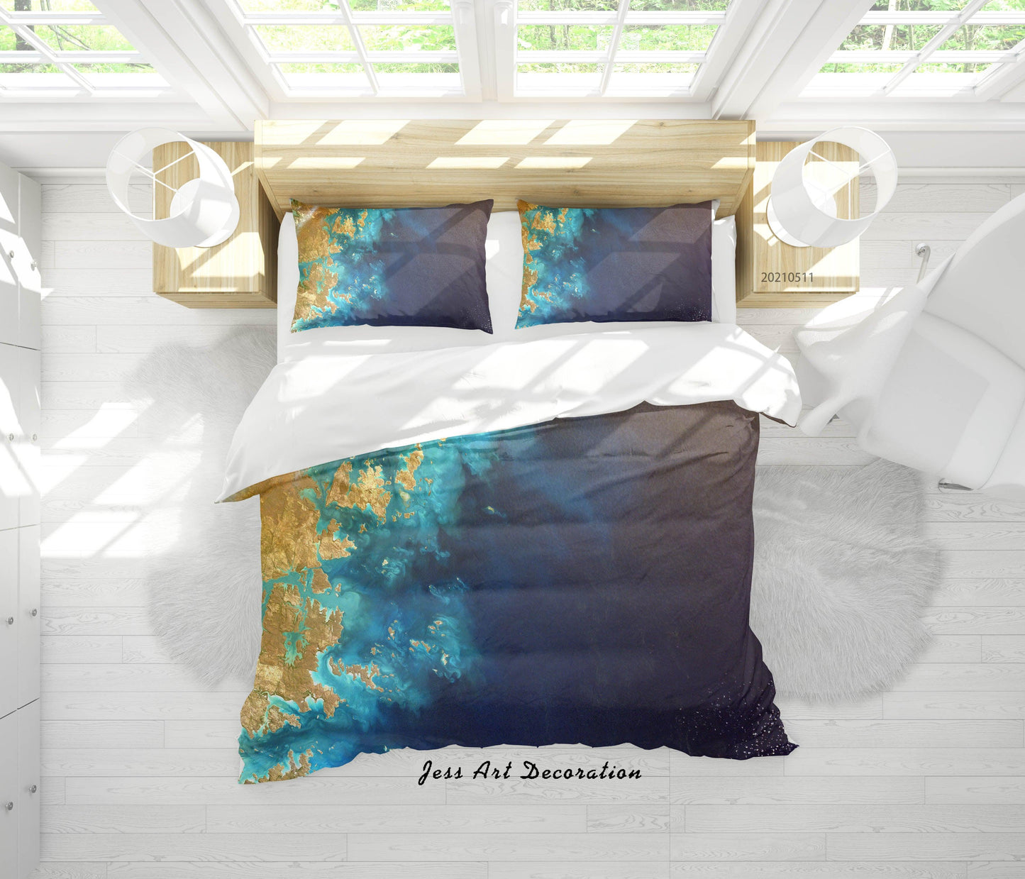3D Abstract Blue Beach Landscape Quilt Cover Set Bedding Set Duvet Cover Pillowcases 591
