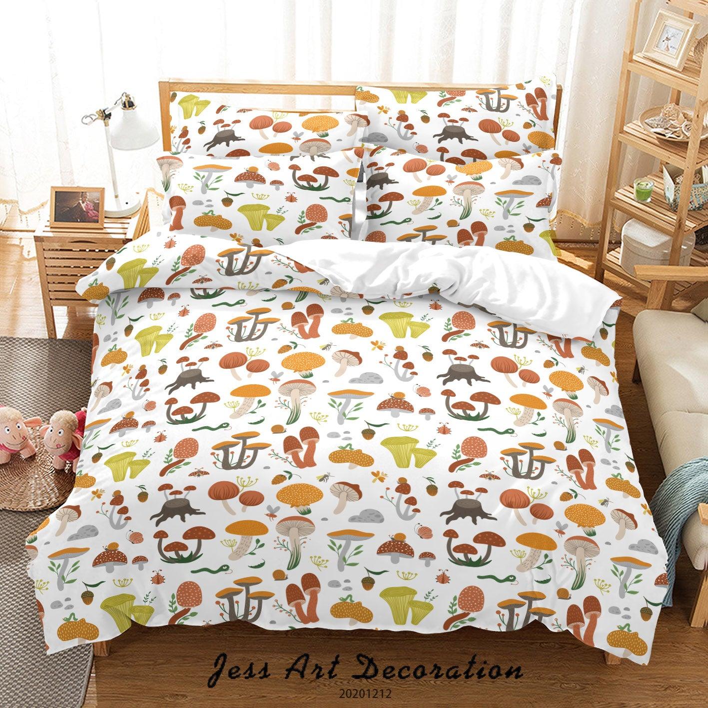 3D Cartoon Colorful Mushroom Plant Pattern Quilt Cover Set Bedding Set Duvet Cover Pillowcases LXL