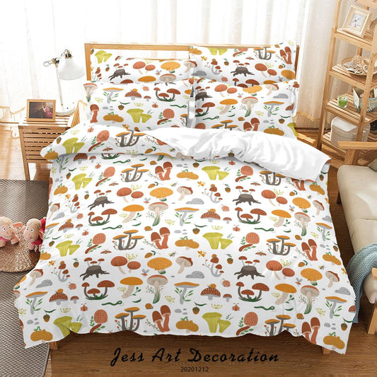 3D Cartoon Colorful Mushroom Plant Pattern Quilt Cover Set Bedding Set Duvet Cover Pillowcases LXL