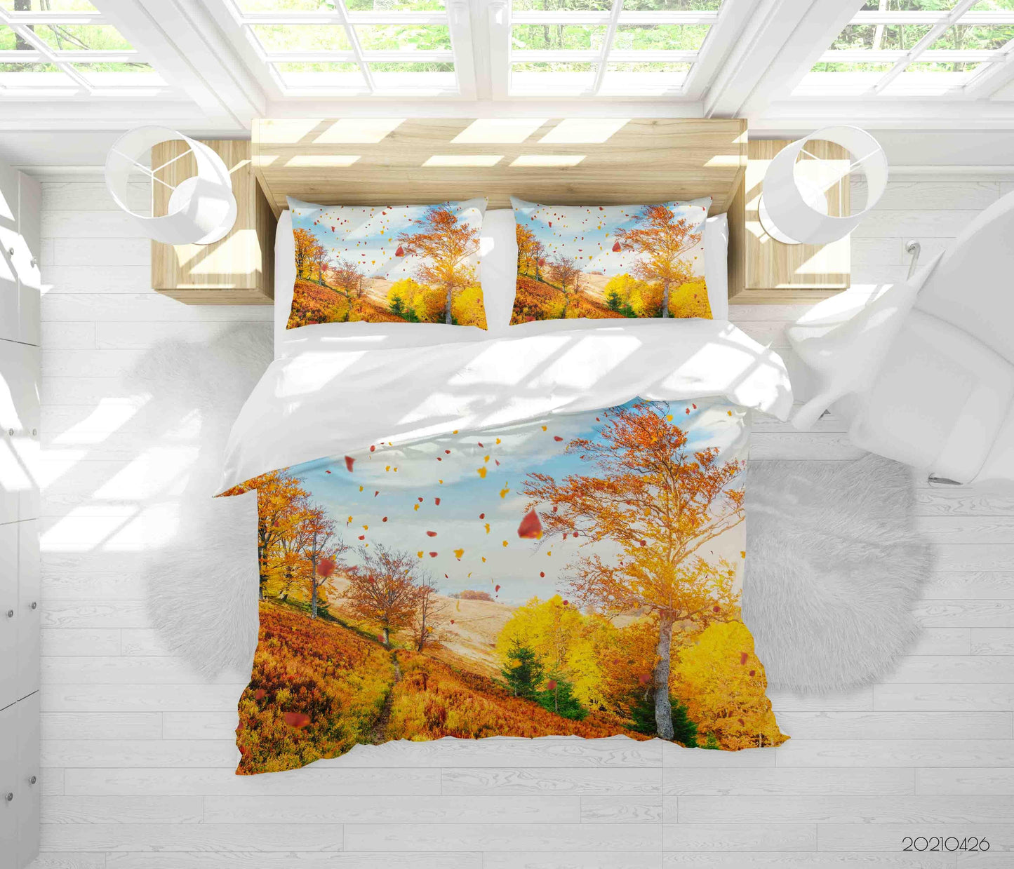 3D Autumn Forest Scenery Quilt Cover Set Bedding Set Duvet Cover Pillowcases 250