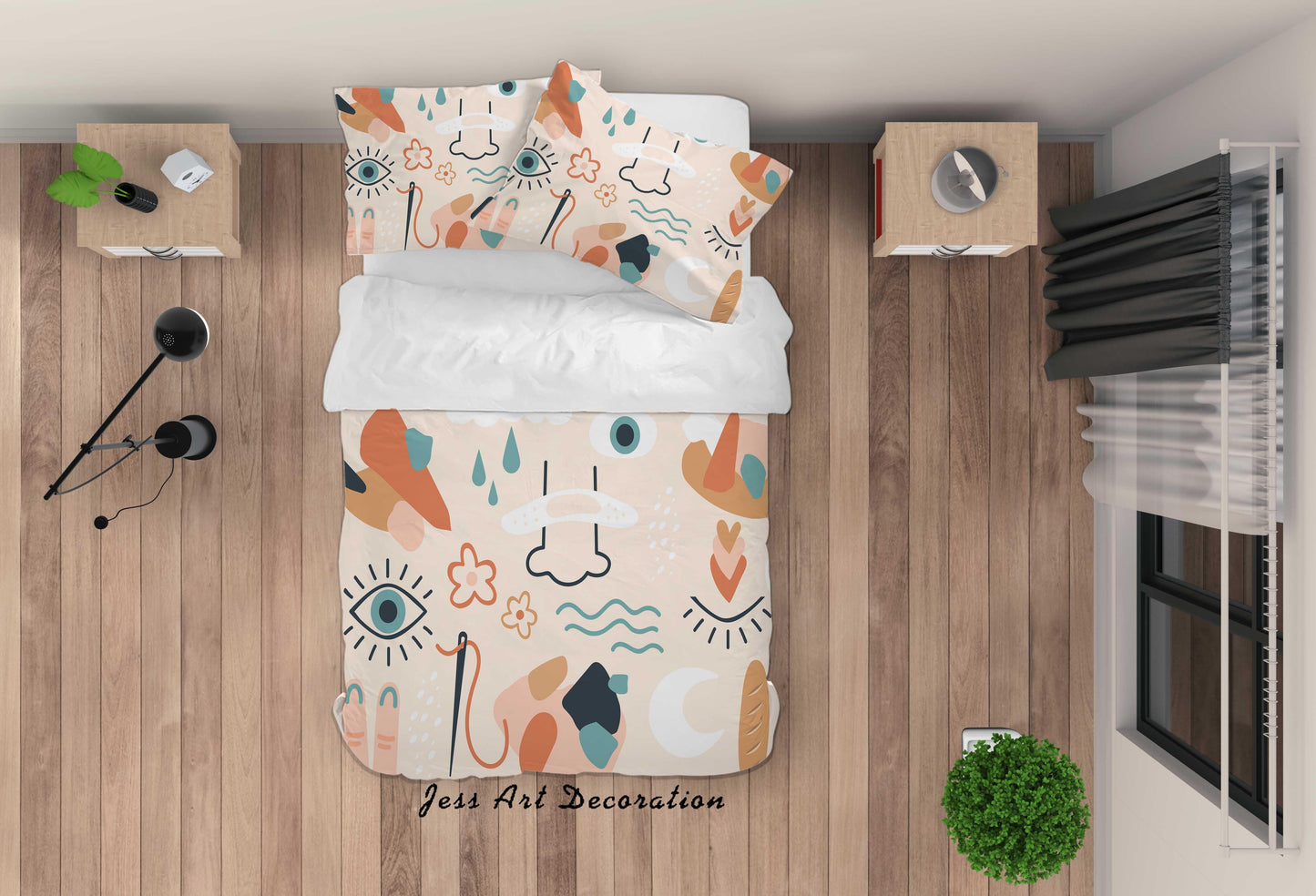 3D Cartoon Facial Features Quilt Cover Set Bedding Set Duvet Cover Pillowcases A021 LQH