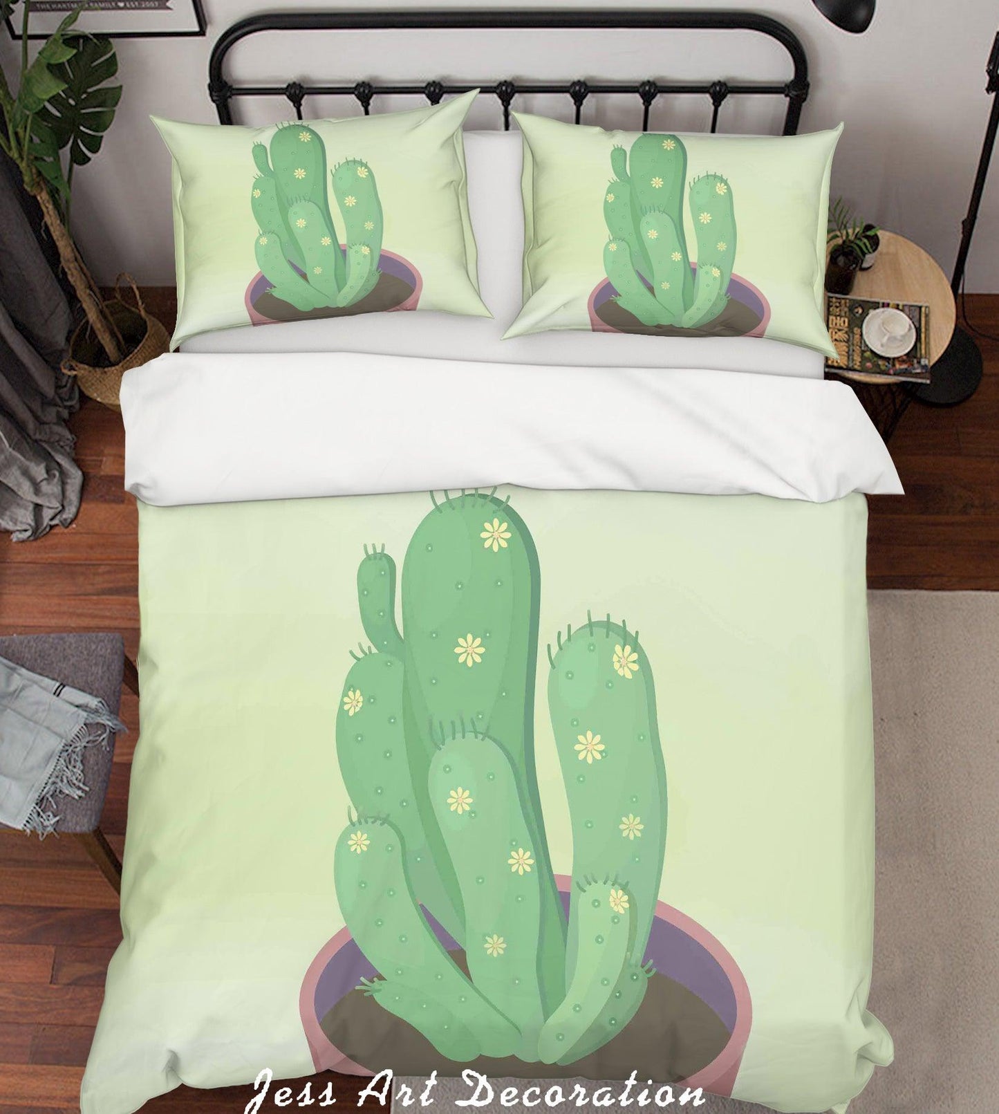 3D Cartoon Cactus Green Quilt Cover Set Bedding Set Duvet Cover Pillowcases A004 LQH