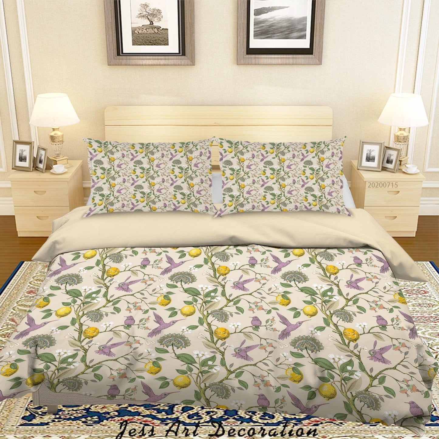 3D Abstract Vintage Floral Lemon Pattern Quilt Cover Set Bedding Set Duvet Cover Pillowcases WJ 3911