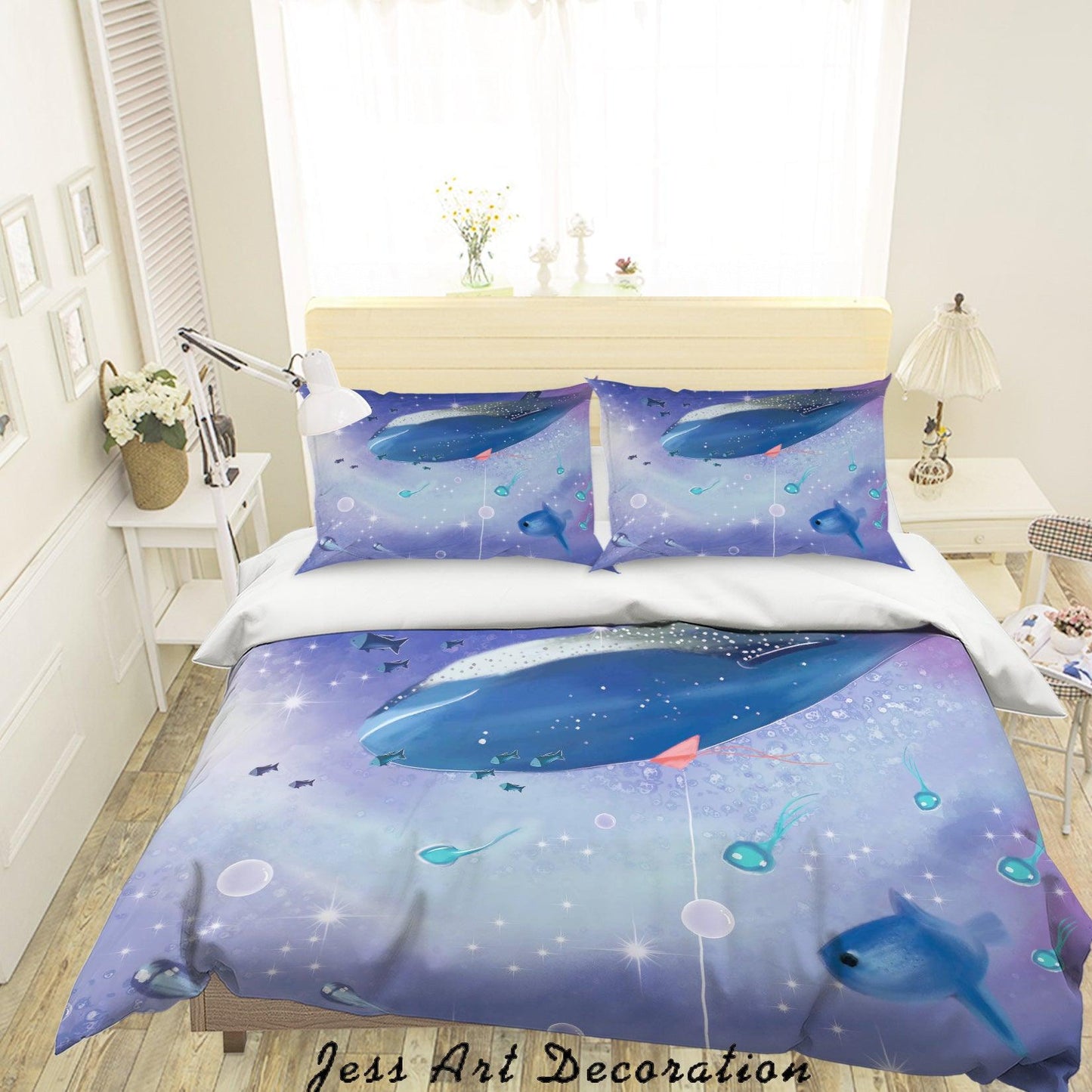 3D Cartoon Blue Sea Dolphin Quilt Cover Set Bedding Set Duvet Cover Pillowcases A595 LQH