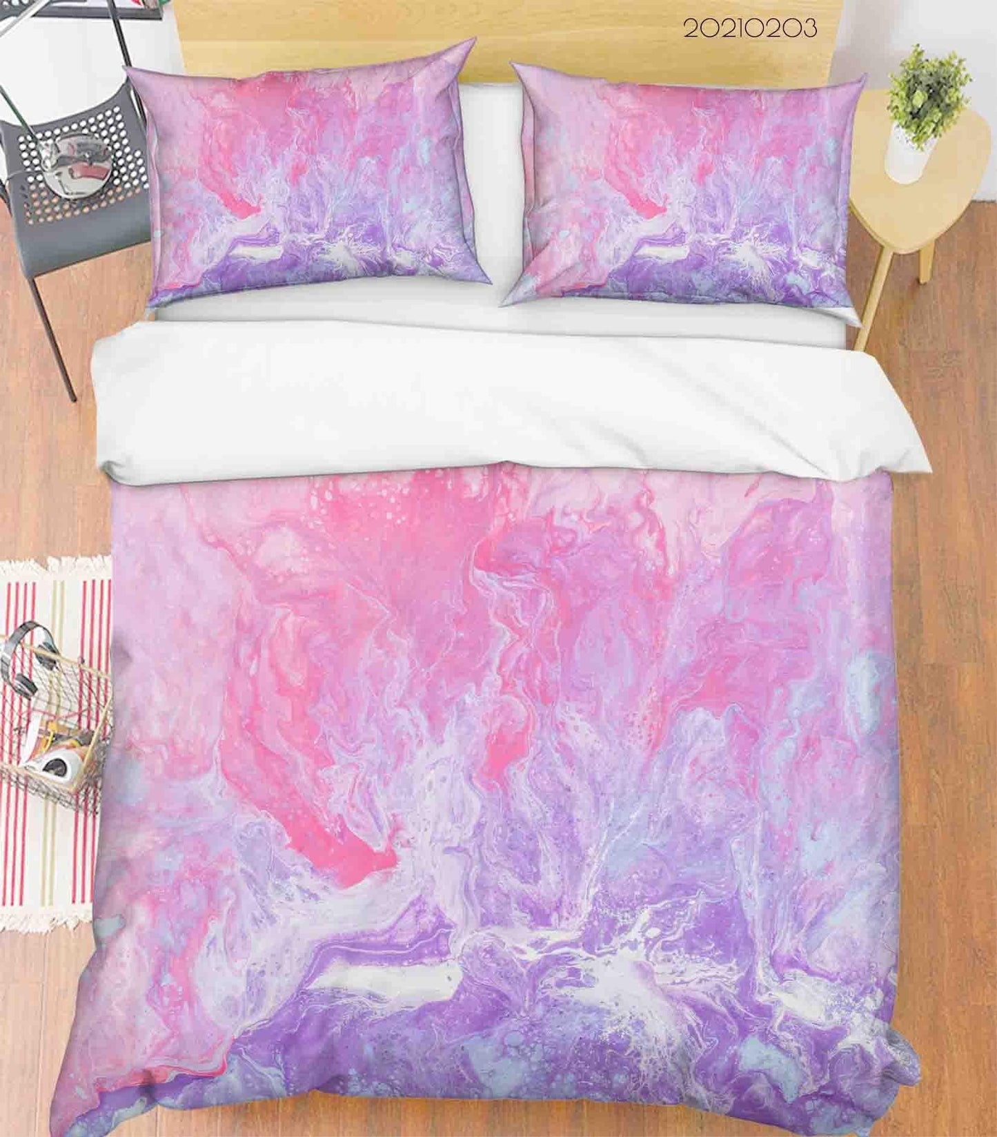 3D Abstract Pink Marble Quilt Cover Set Bedding Set Duvet Cover Pillowcases 95